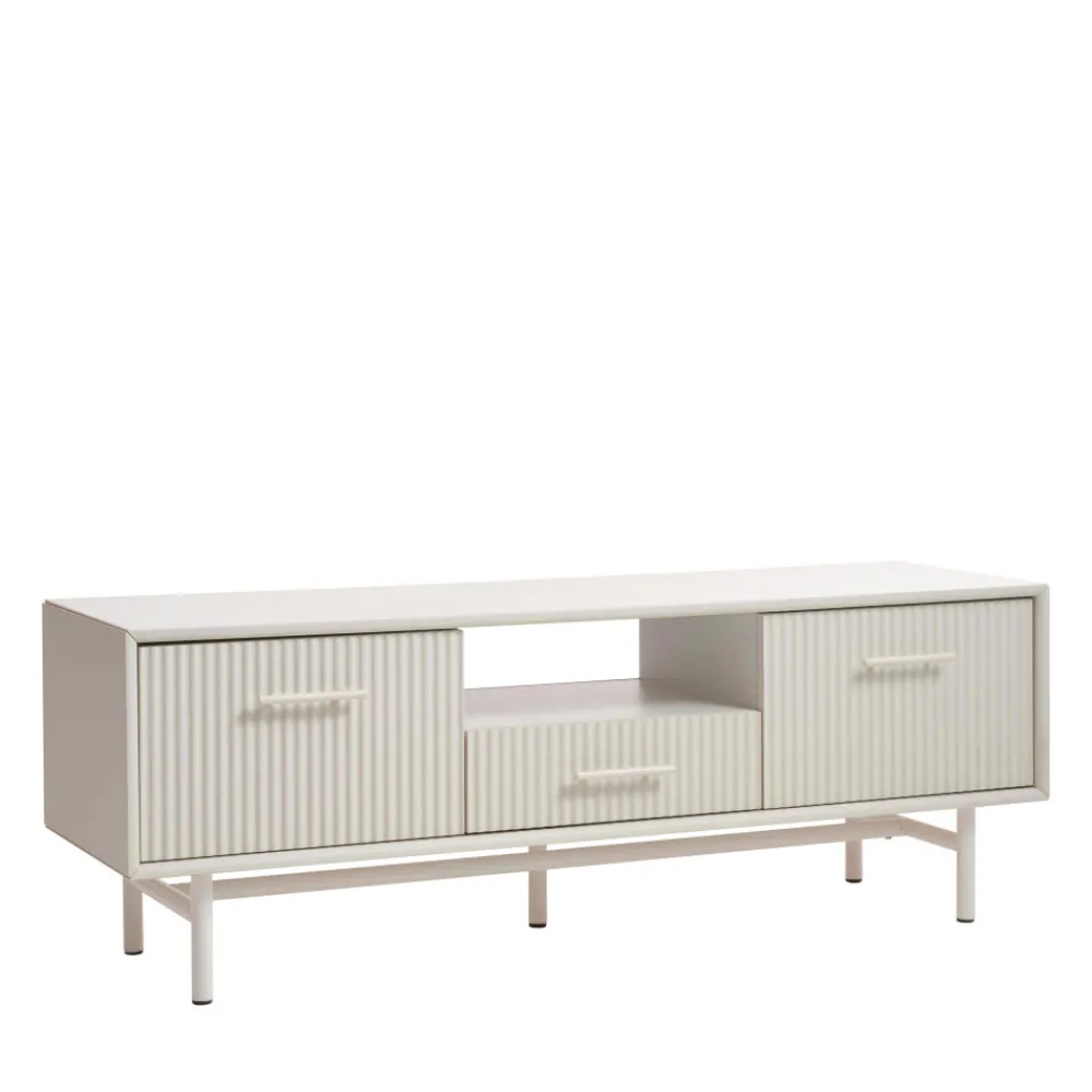 No name JURA Meuble TV 2 portes 1 tiroir en bois et métal L140cm