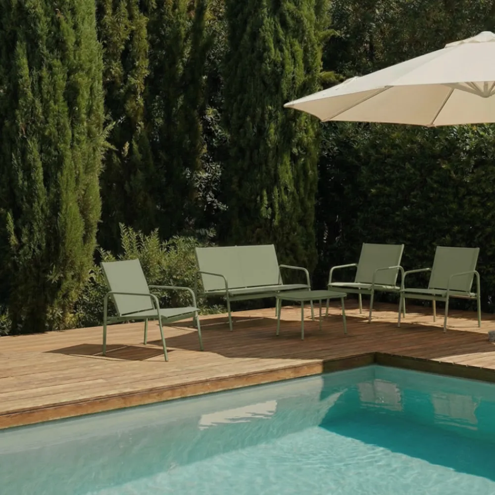 Drawer KALLIA Salon de jardin 4 personnes en acier traité et textilène