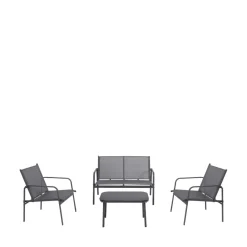 Drawer KALLIA Salon de jardin 4 personnes en acier traité et textilène