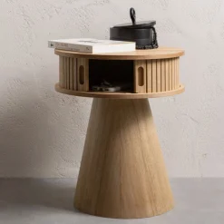 Woood KARRI Table de chevet 2 portes coulissantes en bois