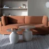 No name KARULA Table basse ronde effet travertin ø60cm