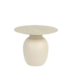 No name KARULA Table d'appoint ronde effet travertin ø50cm