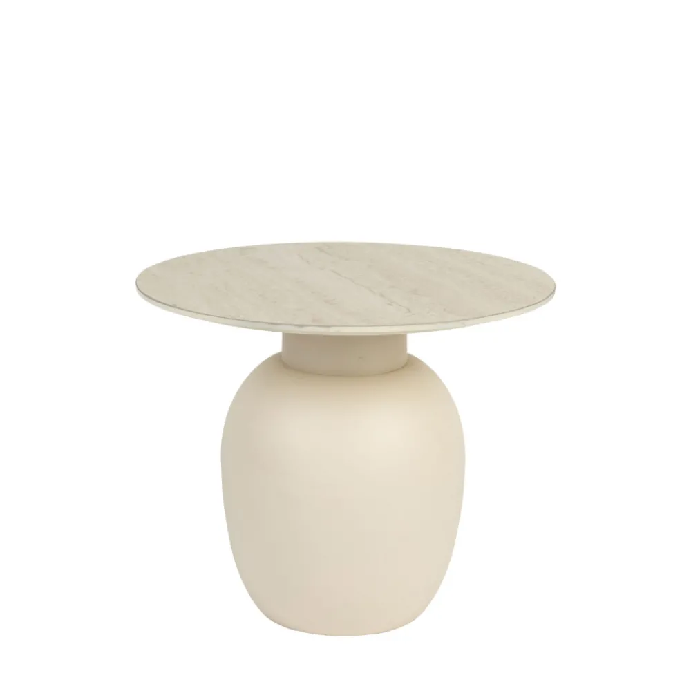 No name KARULA Table d'appoint ronde effet travertin ø50cm