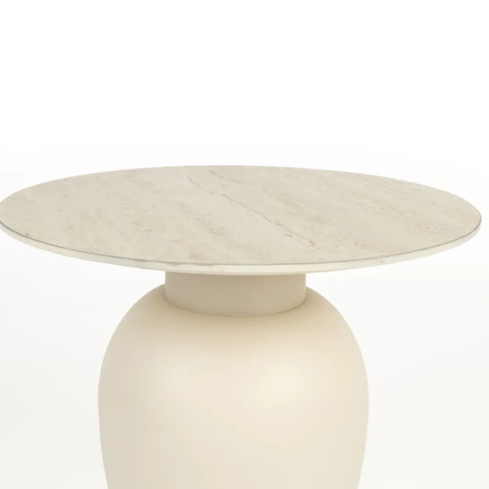 No name KARULA Table d'appoint ronde effet travertin ø50cm