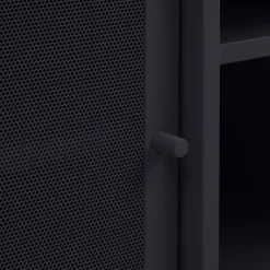No name KISO Meuble TV 2 portes, 2 niches en métal L160cm