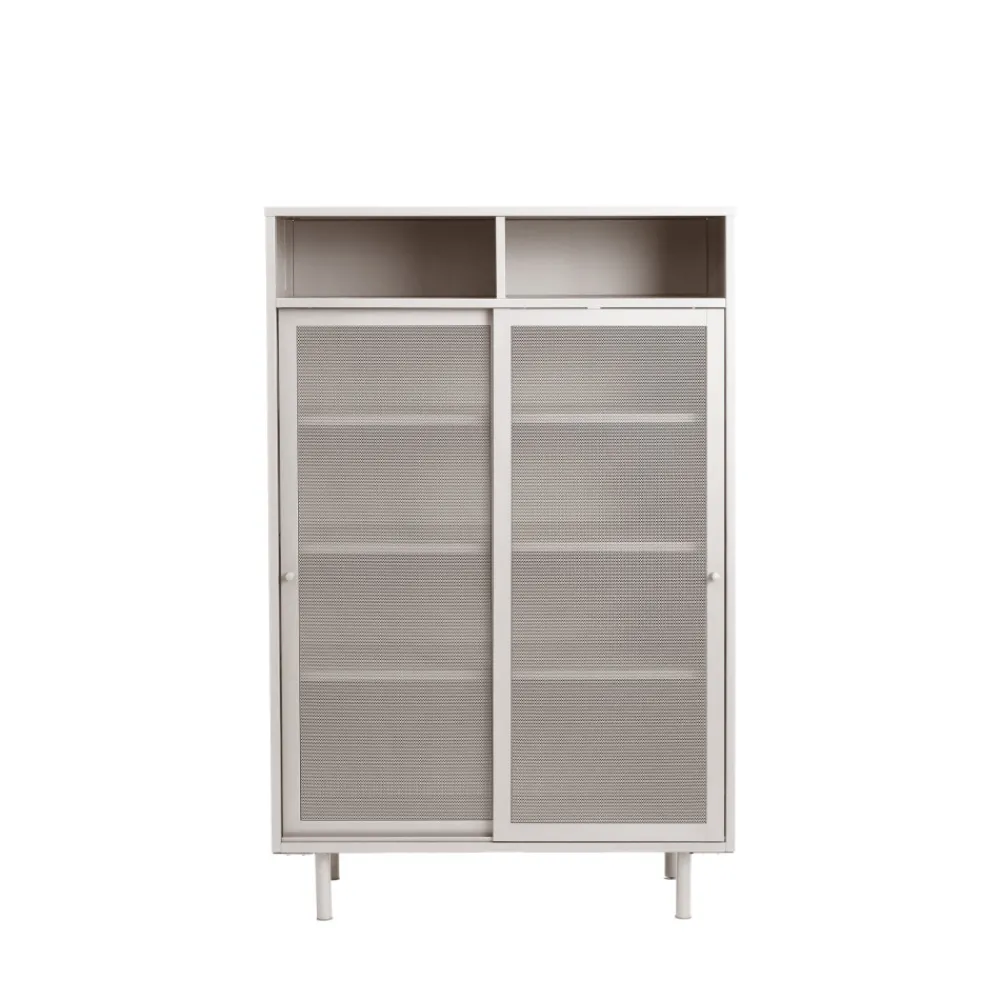 No name KISO Vaisselier 2 portes, 2 niches en métal H140cm