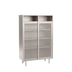 No name KISO Vaisselier 2 portes, 2 niches en métal H140cm