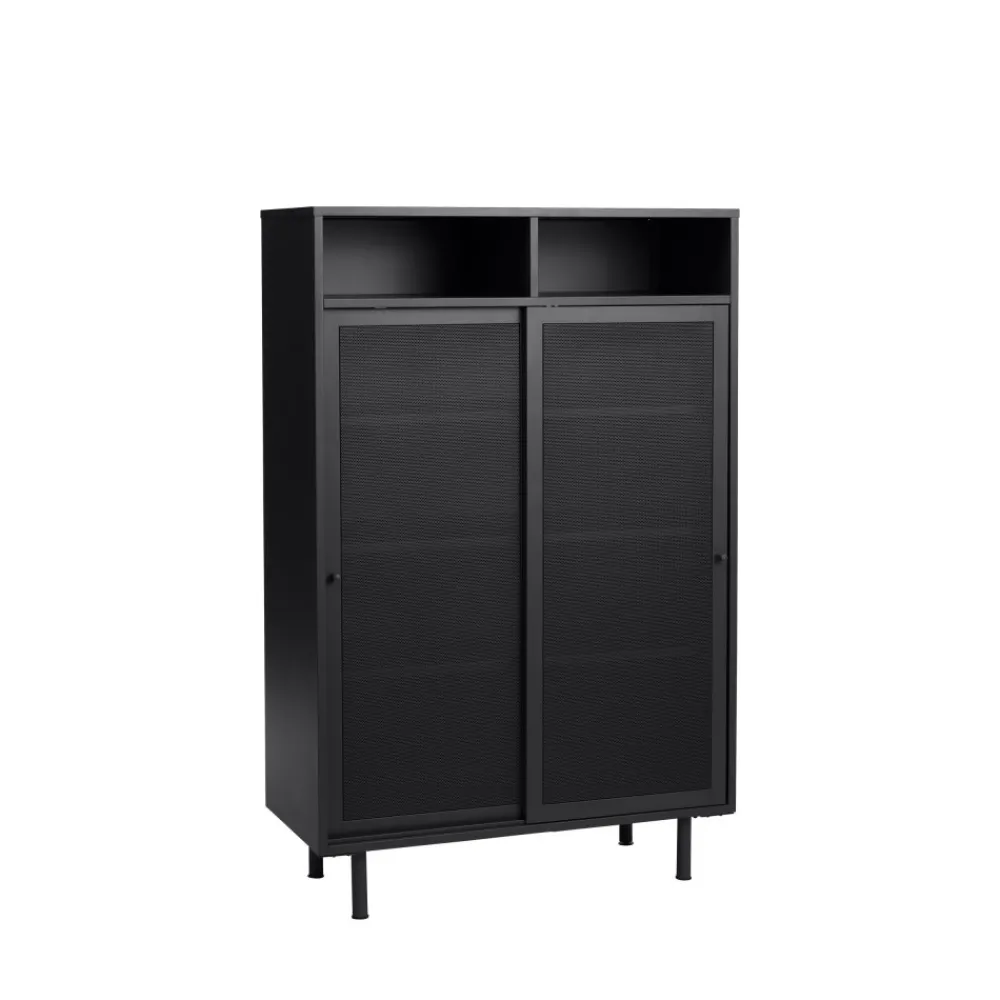 No name KISO Vaisselier 2 portes, 2 niches en métal H140cm