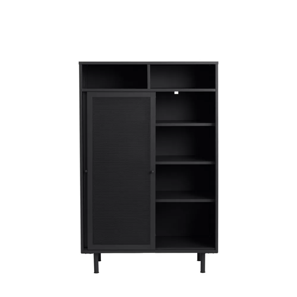 No name KISO Vaisselier 2 portes, 2 niches en métal H140cm