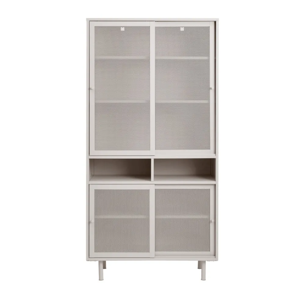 No name KISO Vaisselier 4 portes, 2 niches en métal H180cm