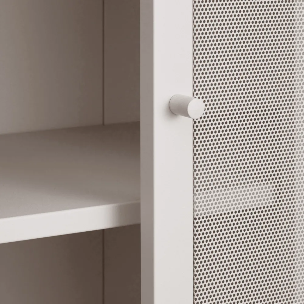 No name KISO Vaisselier 4 portes, 2 niches en métal H180cm