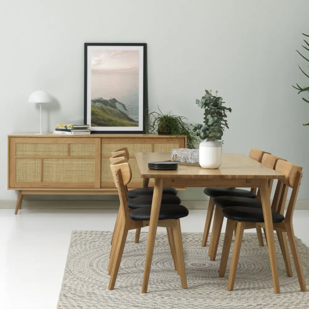 No name KIYO Buffet 2 portes en bois et cannage L180cm