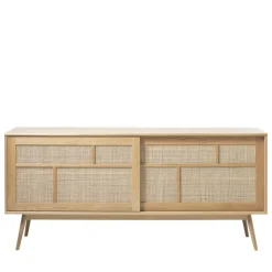No name KIYO Buffet 2 portes en bois et cannage L180cm