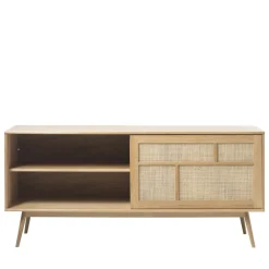 No name KIYO Buffet 2 portes en bois et cannage L180cm