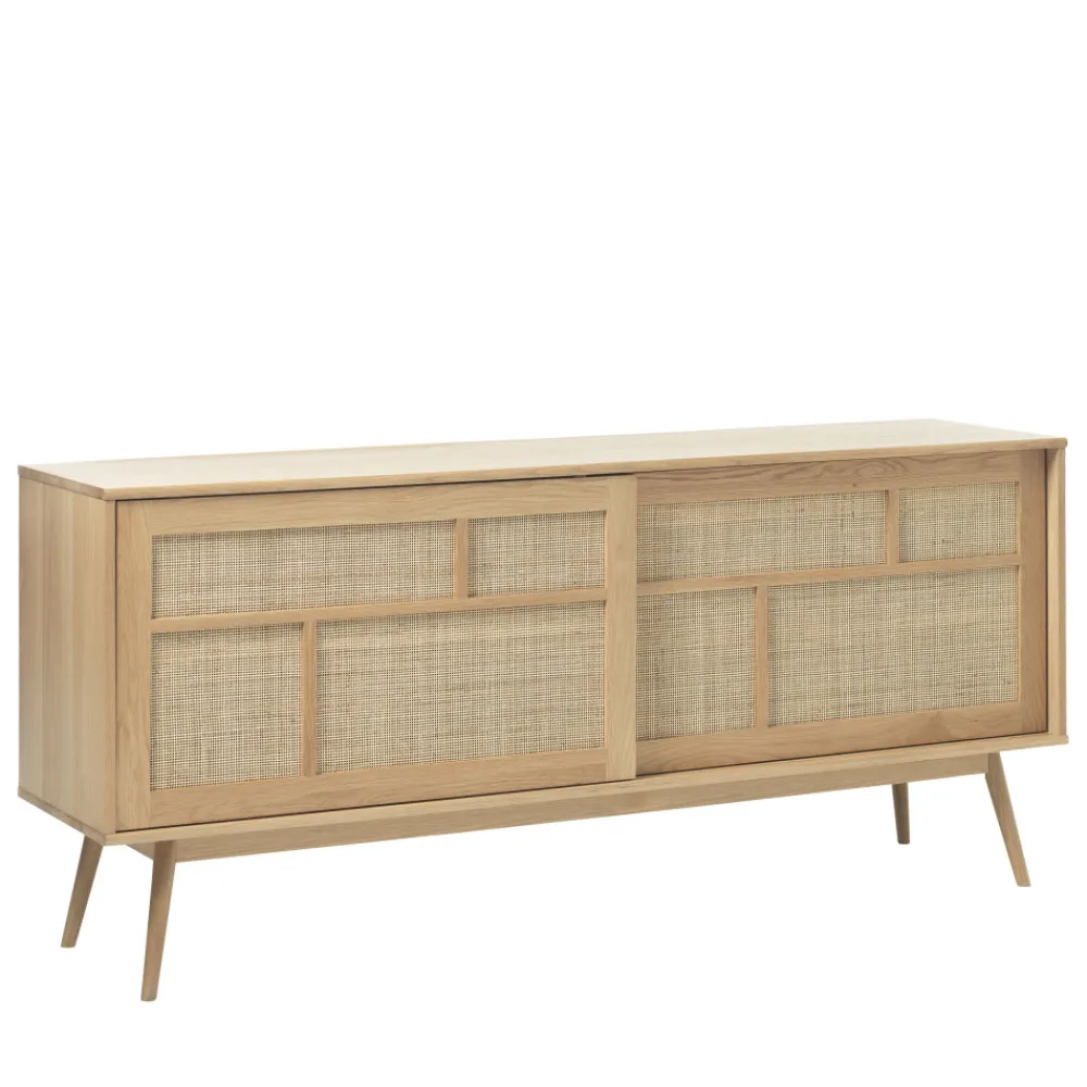 No name KIYO Buffet 2 portes en bois et cannage L180cm