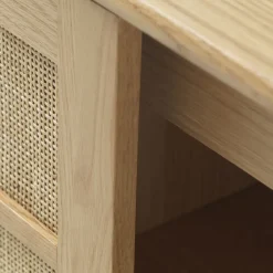 No name KIYO Buffet 2 portes en bois et cannage L180cm