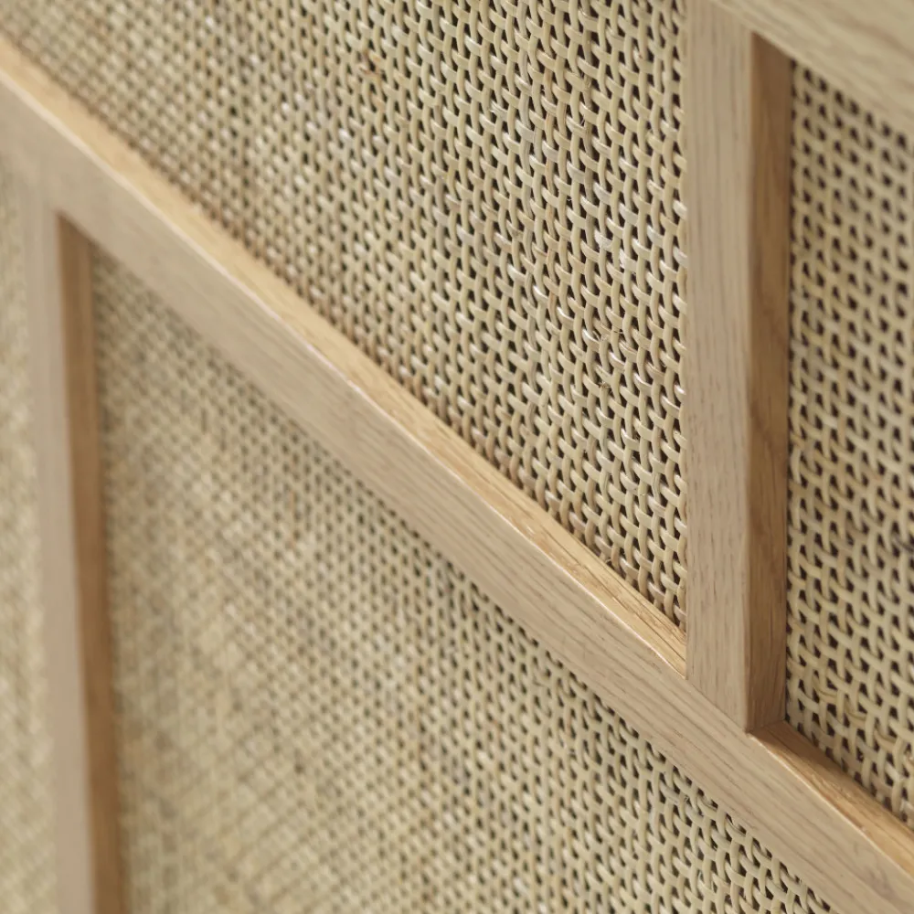 No name KIYO Buffet 2 portes en bois et cannage L180cm