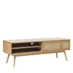 No name KIYO Meuble tv 2 portes en bois et cannage L150cm