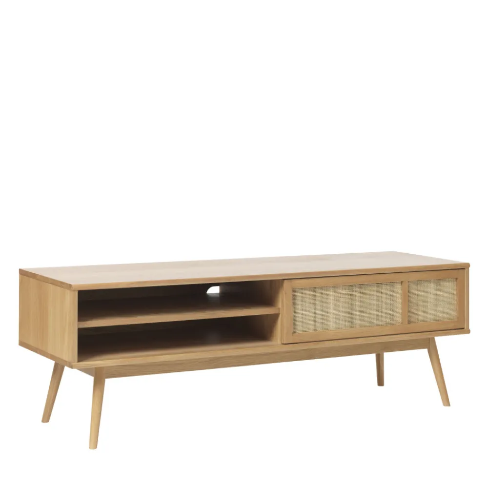 No name KIYO Meuble tv 2 portes en bois et cannage L150cm