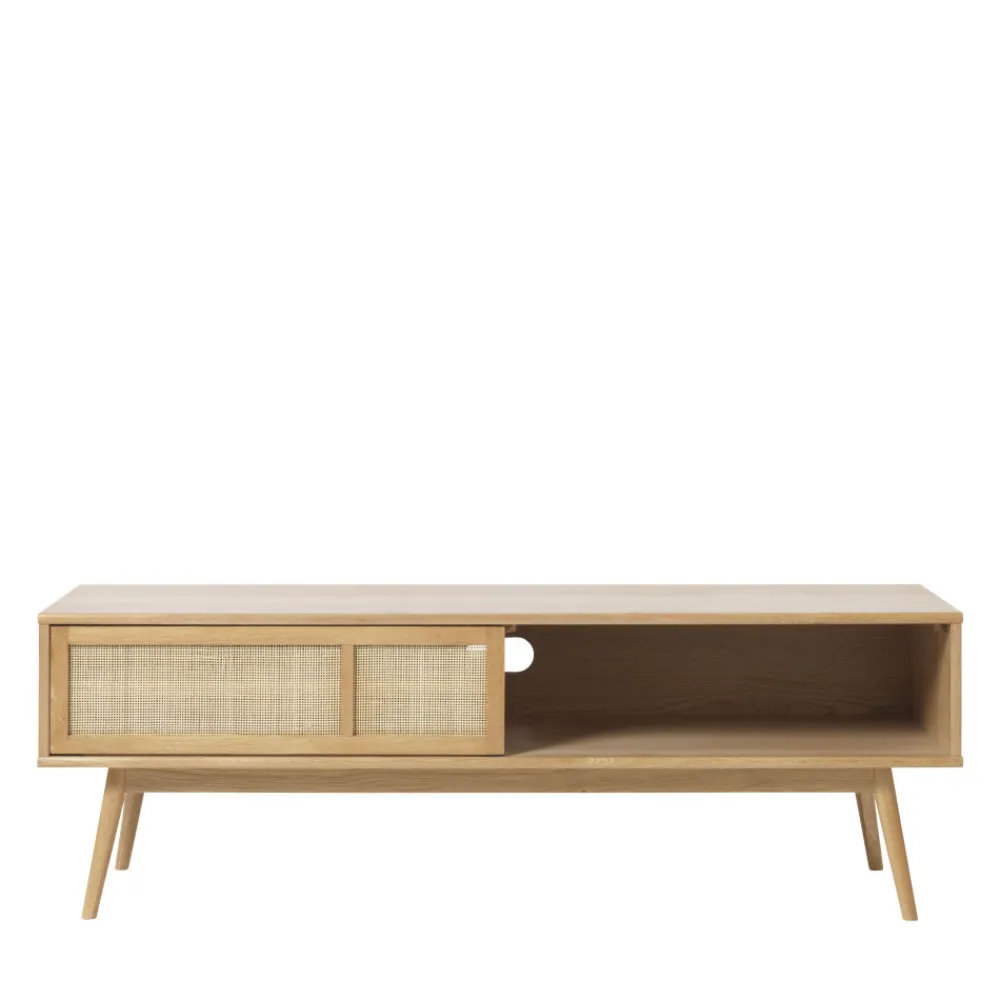 No name KIYO Meuble tv 2 portes en bois et cannage L150cm