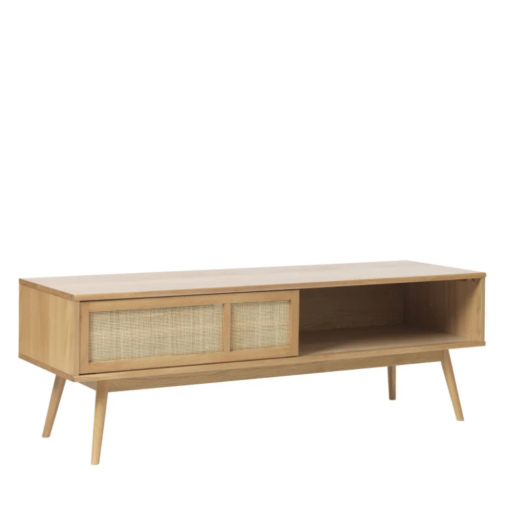 No name KIYO Meuble tv 2 portes en bois et cannage L150cm