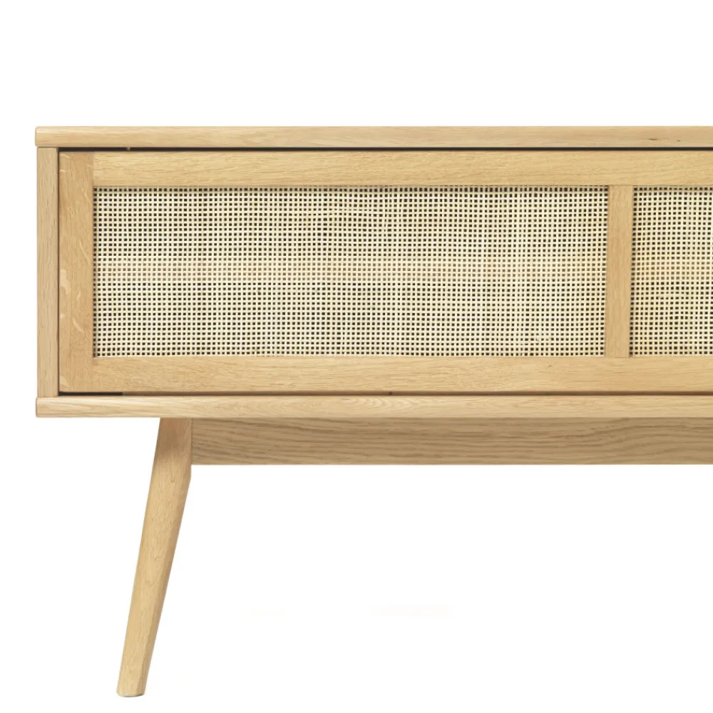 No name KIYO Meuble tv 2 portes en bois et cannage L150cm