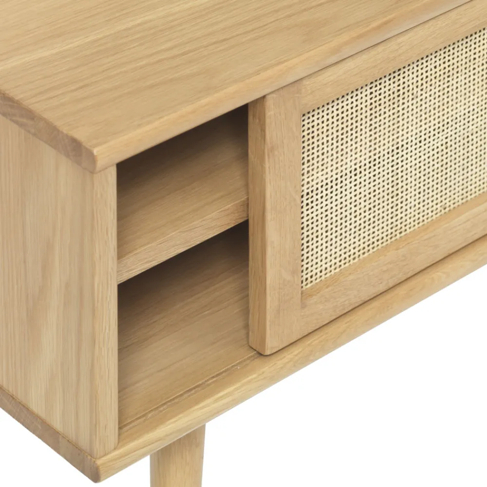 No name KIYO Meuble tv 2 portes en bois et cannage L150cm