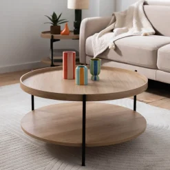 Drawer KORRO Table basse ronde en bois et métal ø80cm