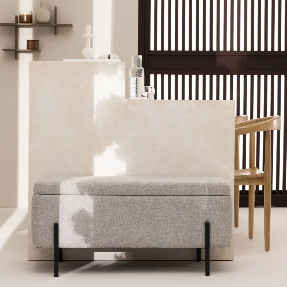 Drawer KOS Banc coffre en tissu et métal L100cm