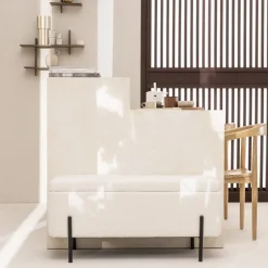 Drawer KOS Banc coffre en tissu bouclette et métal L100cm