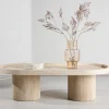 Venture Home KRILLE Table basse ovale effet travertin 120x60cm