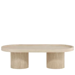 Venture Home KRILLE Table basse ovale effet travertin 120x60cm