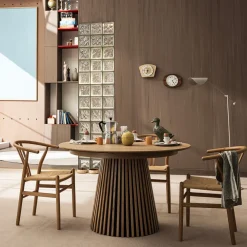 Drawer LEA Table à manger extensible 4 à 8 personnes en bois ø120-200x120cm