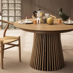 Drawer LEA Table à manger extensible 4 à 8 personnes en bois ø120-200x120cm