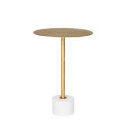 House Nordic LECCO Table d'appoint en effet laiton et marbre ø41cm