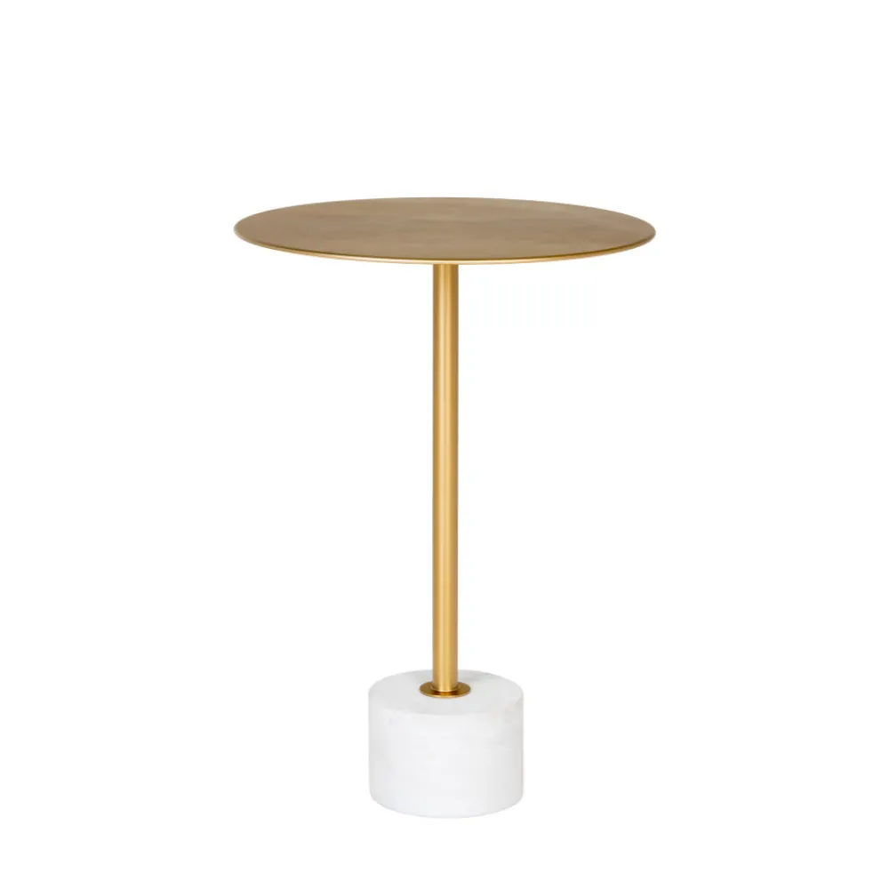 House Nordic LECCO Table d'appoint en effet laiton et marbre ø41cm