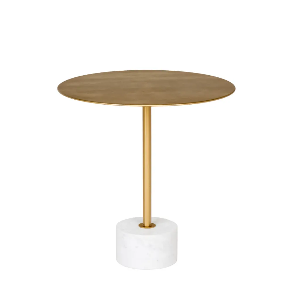 House Nordic LECCO Table d'appoint en effet laiton et marbre ø51cm