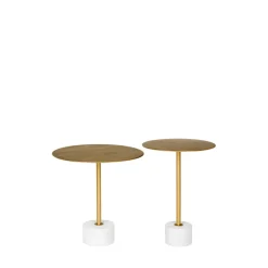 House Nordic LECCO Table d'appoint en effet laiton et marbre ø51cm