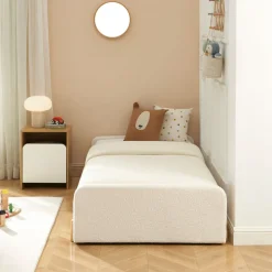 Enfant No name LEONA Lit enfant en tissu bouclette 90x190cm