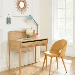 Enfant No name LILOU Bureau enfant 1 tiroir en bois et cannage H95cm