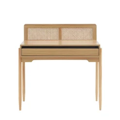 Enfant No name LILOU Bureau enfant 1 tiroir en bois et cannage H95cm