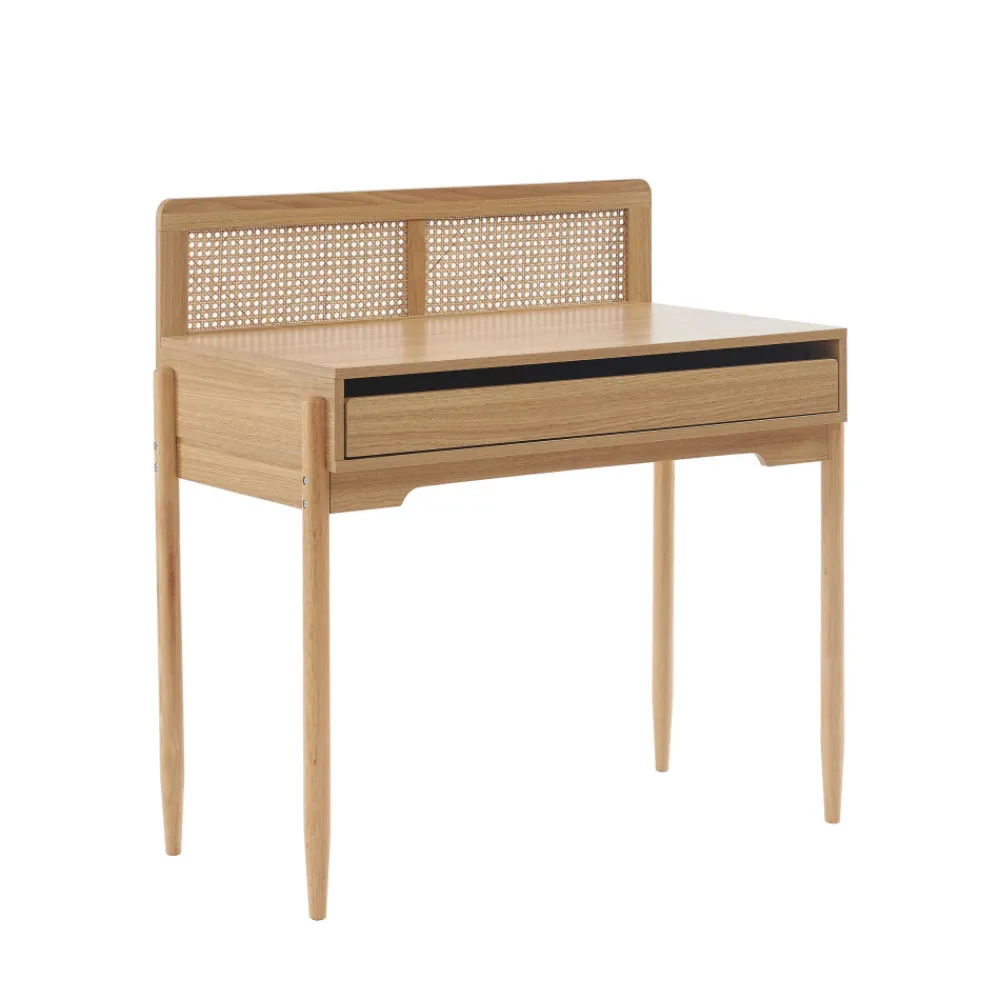 Enfant No name LILOU Bureau enfant 1 tiroir en bois et cannage H95cm