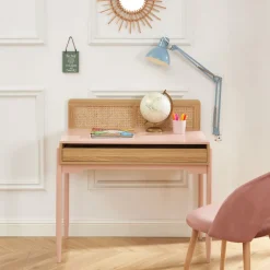Enfant No name LILOU Bureau enfant 1 tiroir en bois et cannage H95cm