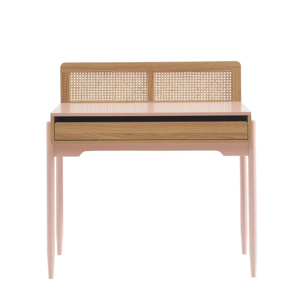 Enfant No name LILOU Bureau enfant 1 tiroir en bois et cannage H95cm