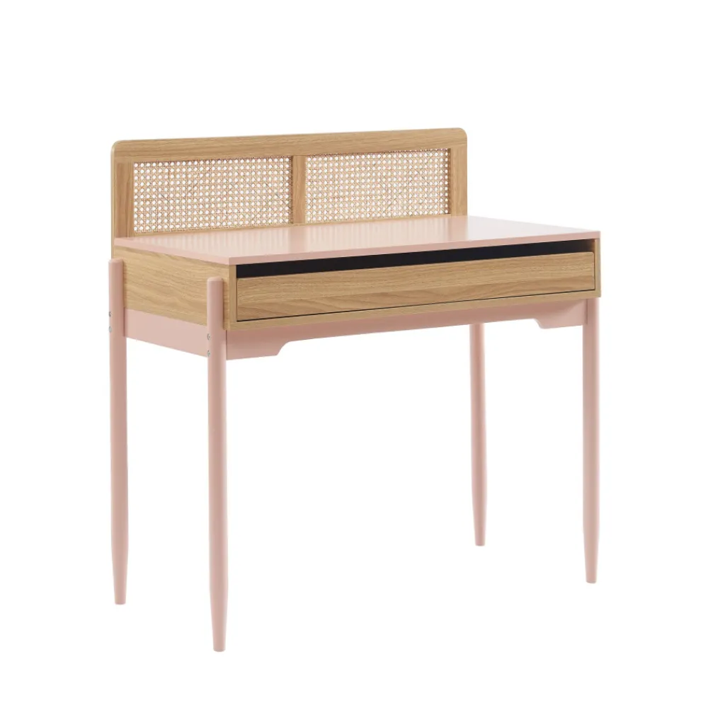 Enfant No name LILOU Bureau enfant 1 tiroir en bois et cannage H95cm
