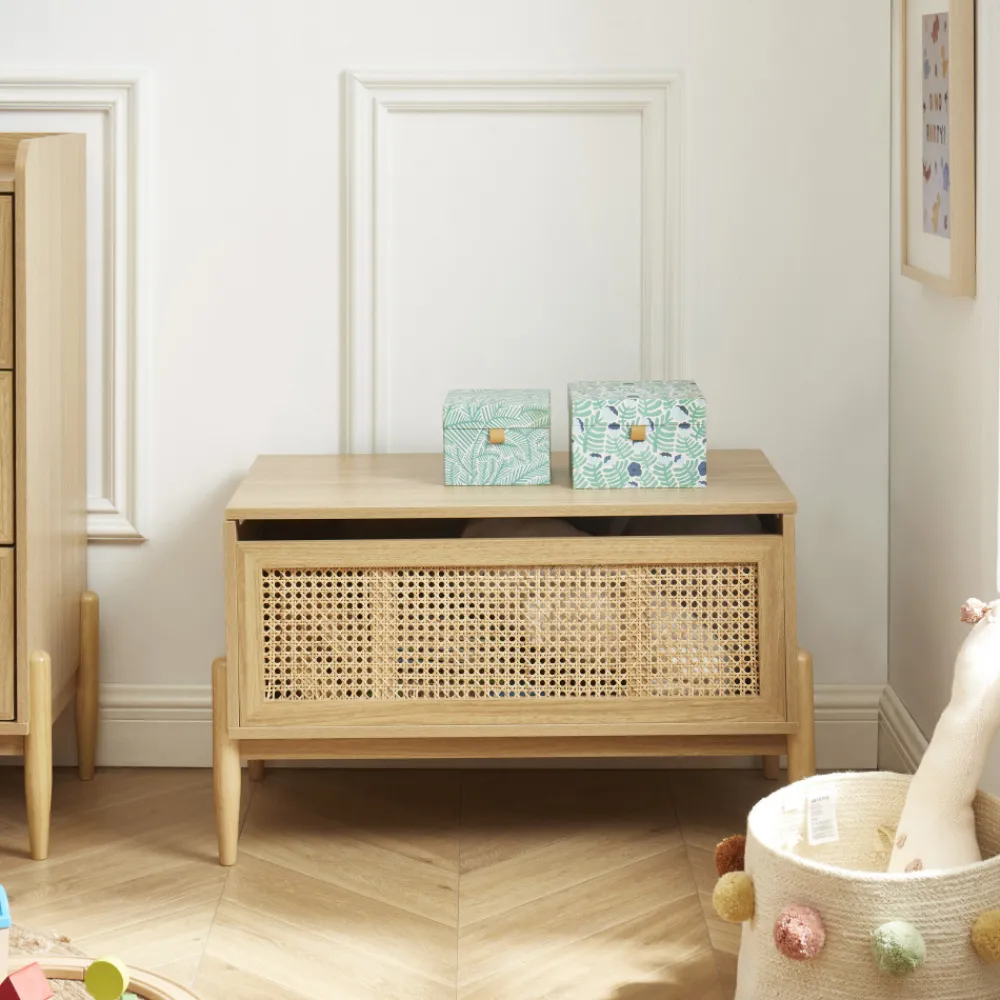 Enfant No name LILOU Coffre de rangement enfant en bois et cannage L74cm