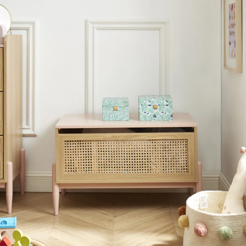 Enfant No name LILOU Coffre de rangement enfant en bois et cannage L74cm
