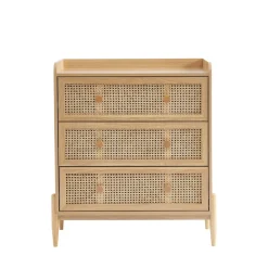 Enfant No name LILOU Commode enfant 3 tiroirs en bois et cannage 80cm