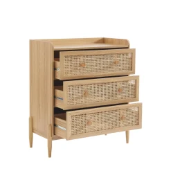 Enfant No name LILOU Commode enfant 3 tiroirs en bois et cannage 80cm