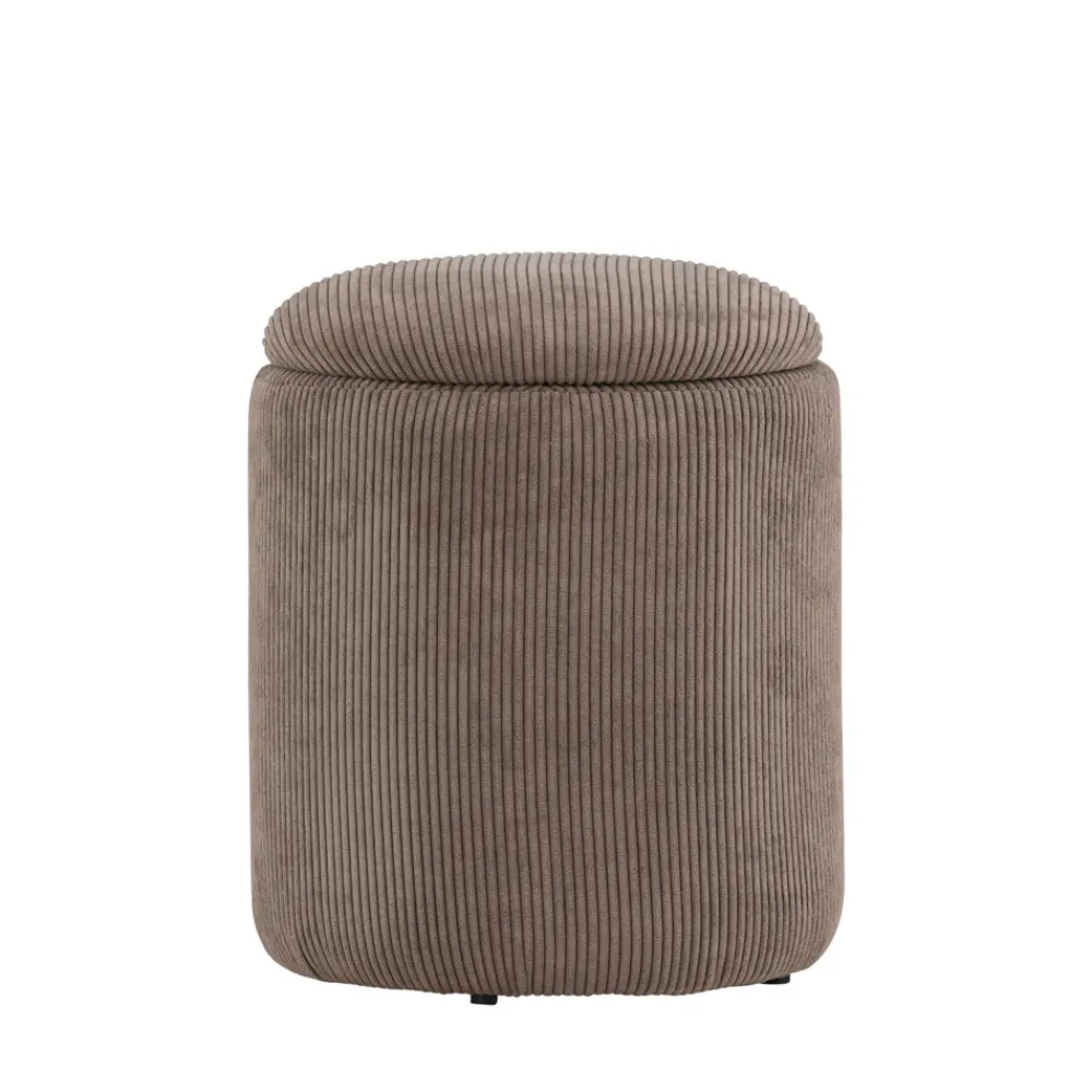Venture Home LIMPEN Pouf coffre rond en velours côtelé ø32cm